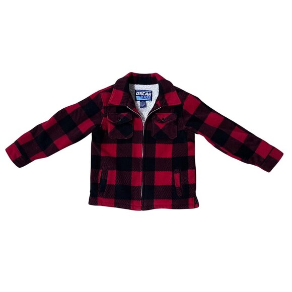 Vintage Buffalo Plaid Fleece Coat Jacket Red Black Checkered Sherpa Lining - Picture 2 of 6